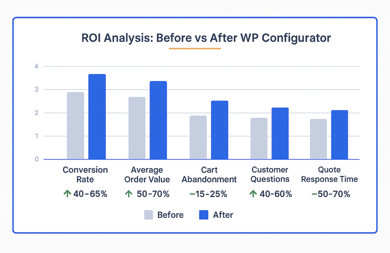Performance metrics dashboard showing before and after improvements
